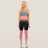 ハートの女王（赤と白） -トレンディー愛/ファッション カプリレギンス (正面)