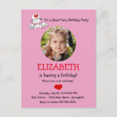 ハートの妖精の誕生日写真招待状 ポストカード (正面)