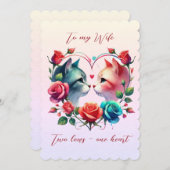 ハートの妻へのバレンタインデーのメッセージ シーズンカード (正面/裏面)