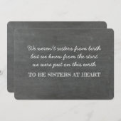 ハートの姉妹 - 私のウェディングパーティーになってくれる？ 招待状 (正面/裏面)