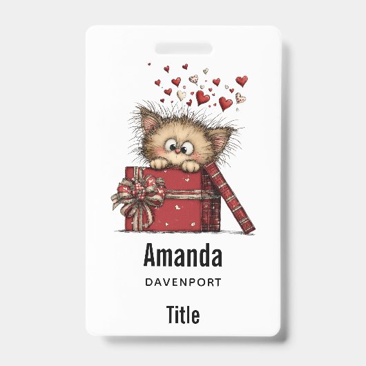 ハートの子猫のイラスト バッジ (正面)