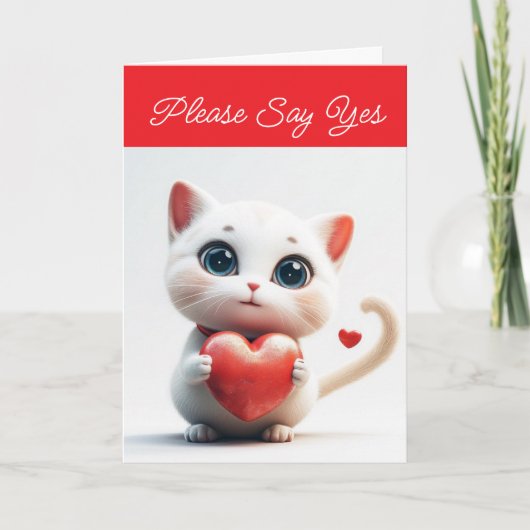 ハートの子猫 バレンタイン ホリデー カード (正面)