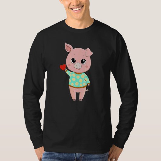 ハートの子豚 かわいい 子豚 Tシャツ (正面)