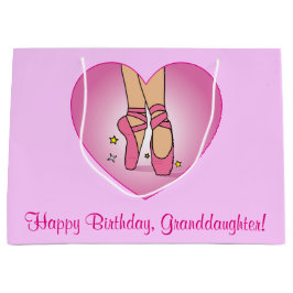 ハートの孫娘の誕生日のバレエのスリッパ ラージペーパーバッグ