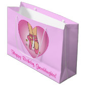 ハートの孫娘の誕生日のバレエのスリッパ ラージペーパーバッグ (正面アングル)