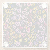 ハートの宝庫：水彩シームレスパターン ガラスコースター (裏面)