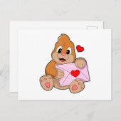 ハートの封筒を持つモグラ ポストカード (正面/裏面)