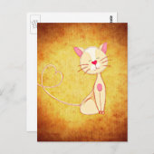 ハートの尾を持つかわいい幸せな猫 ポストカード (正面/裏面)