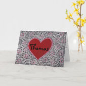 ハートの幸せな採用日カードは名前とカスタマイズ カード (黄色い花)