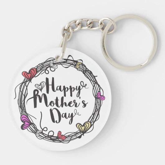 ハートの幸せな母の日Keychainの円 キーホルダー (裏面)