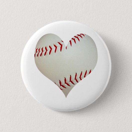 ハートの形のアメリカの野球 缶バッジ (正面)