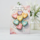 ハートの形のスウィート ウィッシュ クッキー カード (スタンド正面)