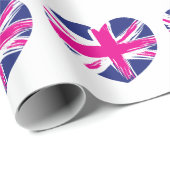 ハートの形の包装紙の英国国旗の旗 ラッピングペーパー (ロールコーナー)