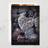 ハートの形の小石 ウェディング フォト セーブザデート (正面/裏面)