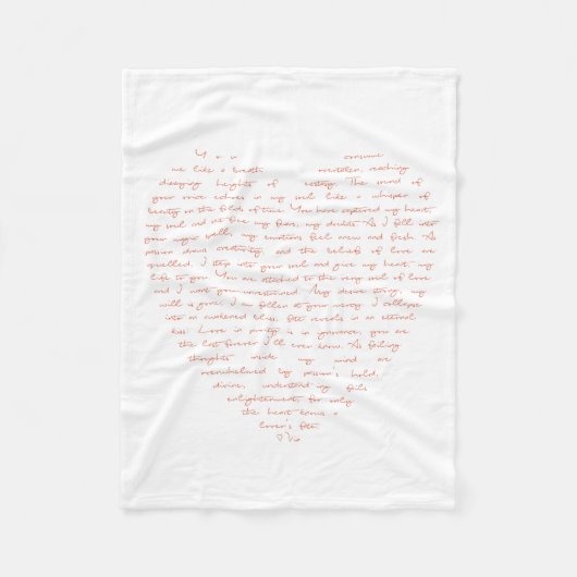 ハートの形の愛詩 フリースブランケット (正面)