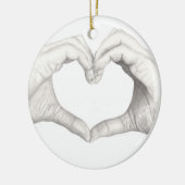 ハートの形の手 セラミックオーナメント (左)