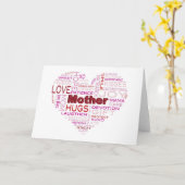 ハートの形の挨拶状の母単語の雲 カード (黄色い花)