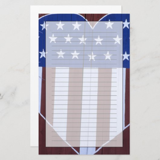 ハートの形の旗は9-11.の後で納屋で絵を描きました 便箋 (正面/裏面)