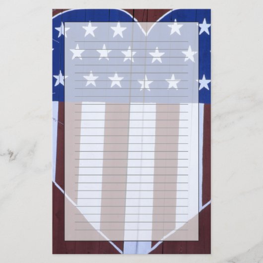 ハートの形の旗は9-11.の後で納屋で絵を描きました 便箋 (正面)