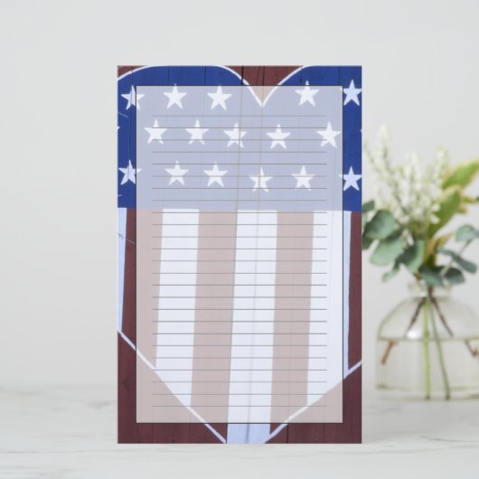 ハートの形の旗は9-11.の後で納屋で絵を描きました 便箋 (スタンド正面)