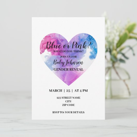 ハートの形の煙のジェンダーの暴露 招待状 (スタンド正面)