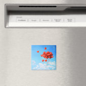 ハートの形の赤い飛んでいる風船 マグネット (インサイチュ (食洗機))