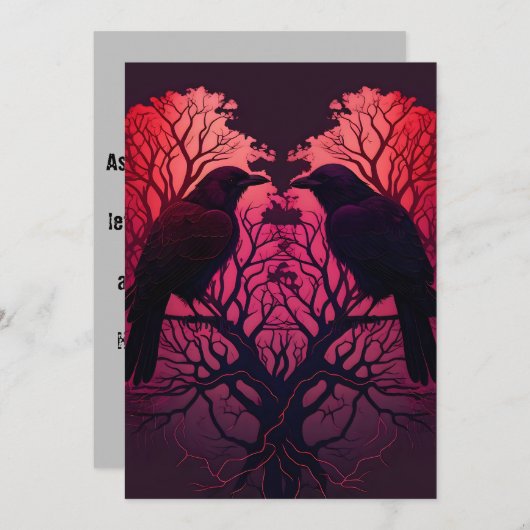 ハートの形をしたカラスと木 シーズンカード (正面/裏面)