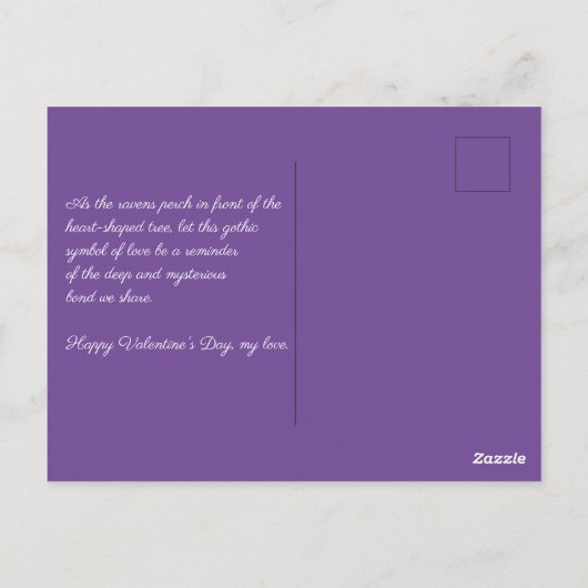 ハートの形をしたカラスと木 ポストカード (裏面)