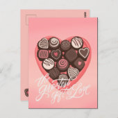 ハートの形をしたチョコレートの箱バレンタインデザイン ポストカード (正面/裏面)
