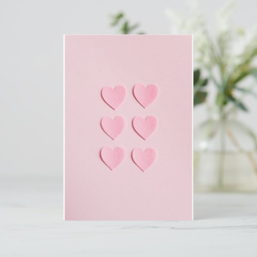 ハートの形をしたピンクのカード サンキューカード (スタンド正面)