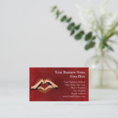 ハートの形をした手、愛デザイン 名刺 (スタンド正面)