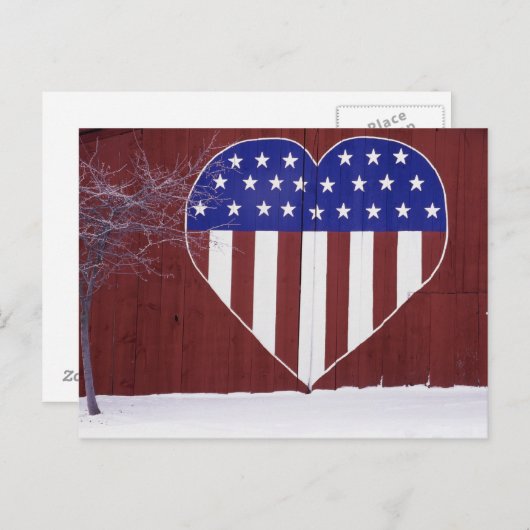 ハートの形をした星と縞 ポストカード (正面/裏面)