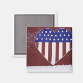 ハートの形をした星と縞 マグネット (正面/裏面)