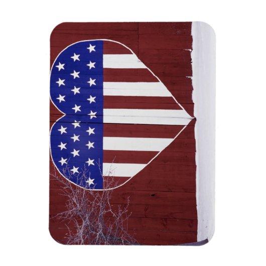 ハートの形をした星と縞 マグネット (縦)