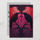 ハートの形をした木と黒いコウテイヌドリ シーズンカード (正面/裏面)