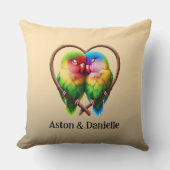 ハートの形をした枝で子どもができる可愛いロビーバード クッション (正面)