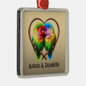 ハートの形をした枝で子どもができる可愛いロビーバード メタルオーナメント (右)