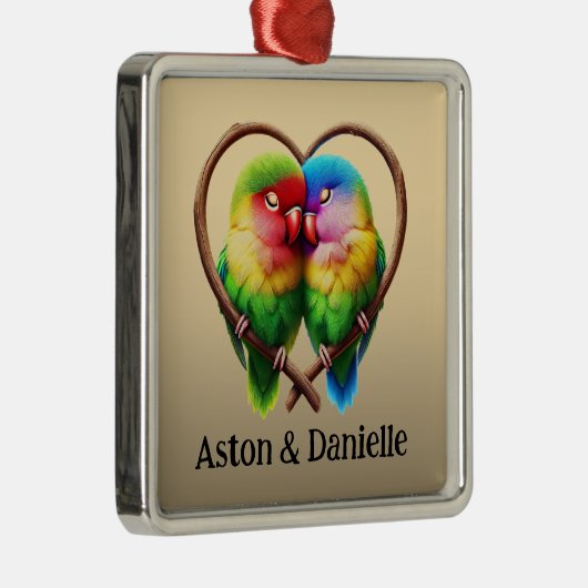 ハートの形をした枝で子どもができる可愛いロビーバード メタルオーナメント (右)