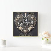 ハートの形をした記念日の優雅さ スクエア壁時計 (ホーム)