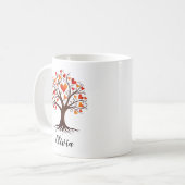 ハートの形をした離れ命の木 コーヒーマグカップ (正面左)