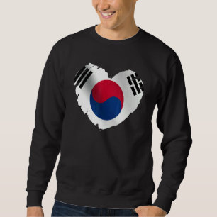 ハートの形をした韓国の国旗 韓国人用 スウェットシャツ