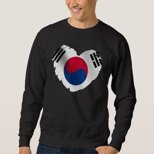 ハートの形をした韓国の国旗 韓国人用 スウェットシャツ (正面)
