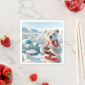 ハートの形を作る肉球の極地クマ スタンダードカクテルナプキン (インサイチュ)