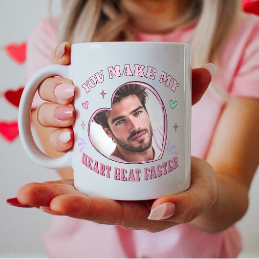 ハートの形カスタム状フォトバレンタイン、ハートビート コーヒーマグカップ