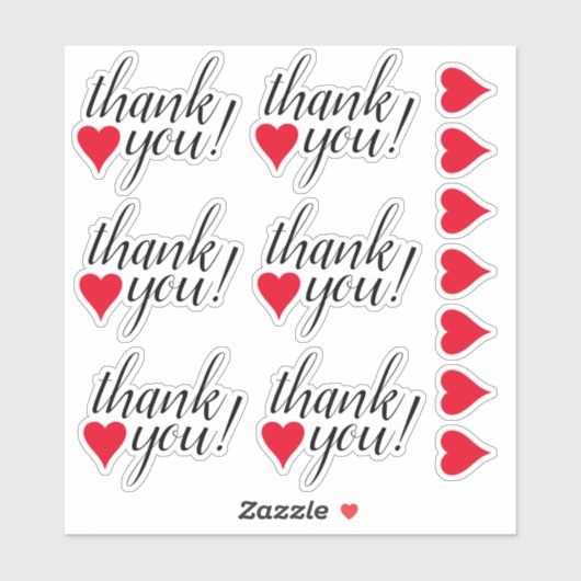 ハートの形状と感謝感謝していの「あなた!」 シール (シート)