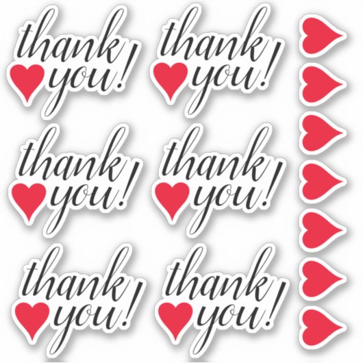 ハートの形状と感謝感謝していの「あなた!」 シール (正面)