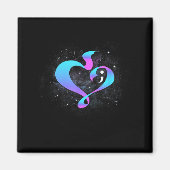 ハートの形状セミコロン – 自殺防止の警告 マグネット (正面)