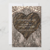 ハートの彫られた木とライトの結婚式招待状 招待状 (裏面)