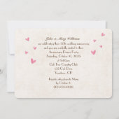 ハートの彫刻が施された木の前でツノのある鹿と雌鹿の周年記念 招待状 (裏面)