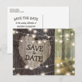 ハートの彫刻された木の結婚式 | 結婚式の日程をお知らせ 案内ポストカード (正面/裏面)